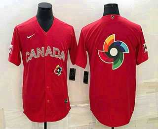 Men%27s Canada Baseball 2023 Red World Big Logo With Patch Classic Stitched Jersey